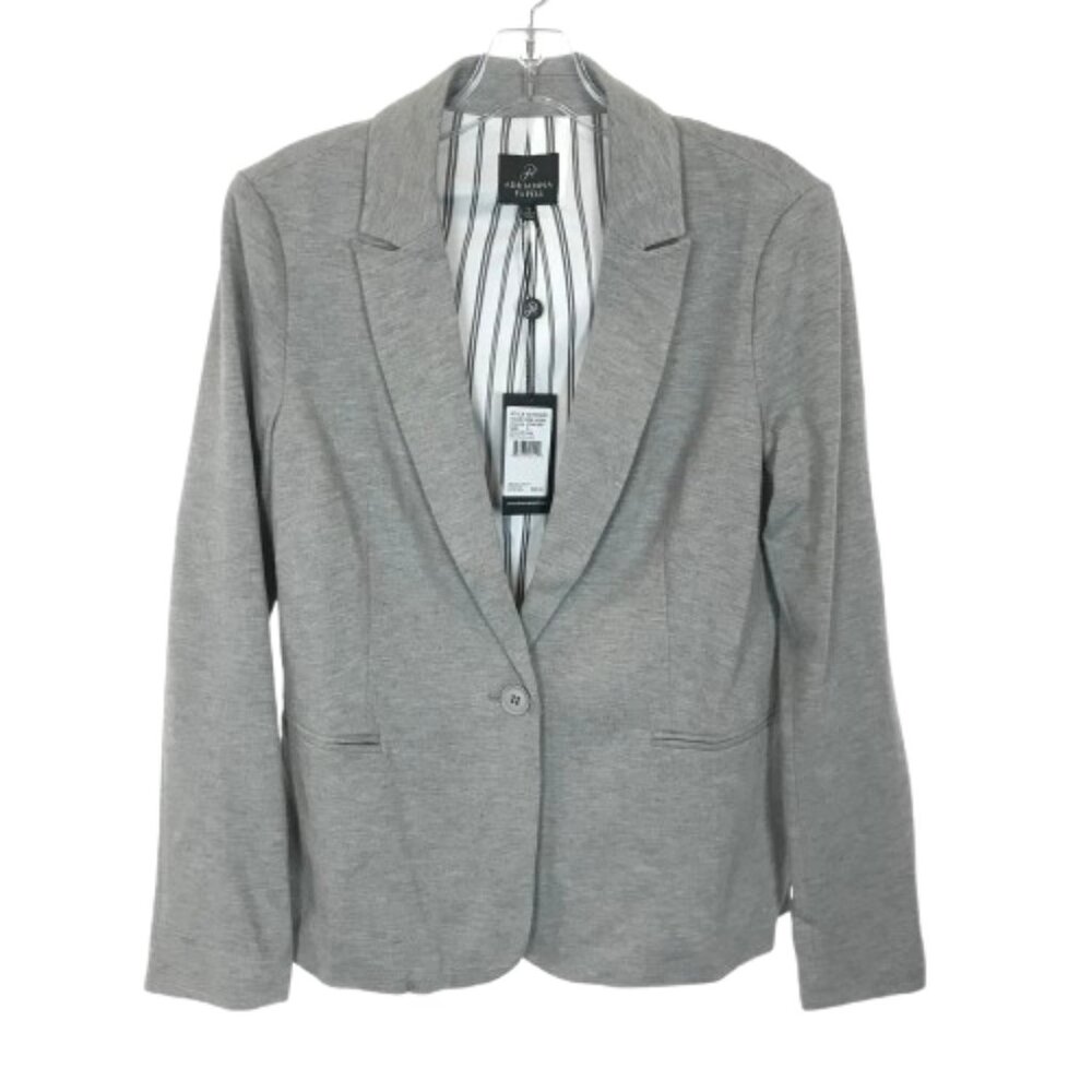NWT Adrianna Papell Womens Size Small Gray One-Button Ponte Blazer Jacket NEW
